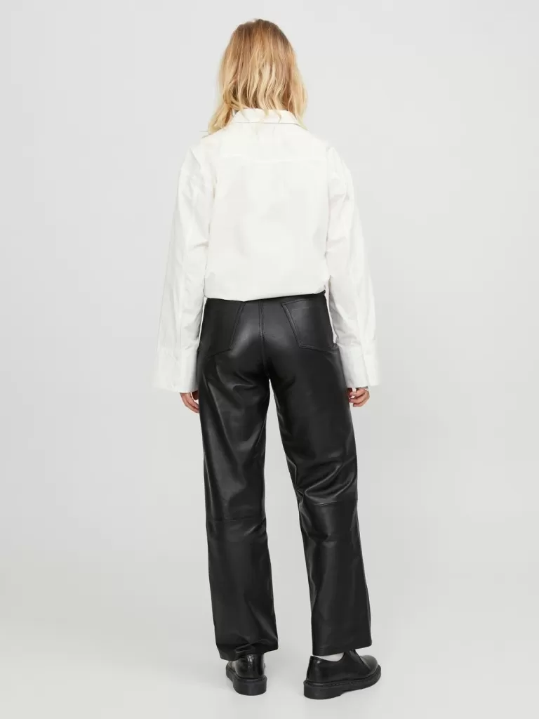 JACK & JONES Spodnie^JXGRACE Skórzane spodnie Czarny