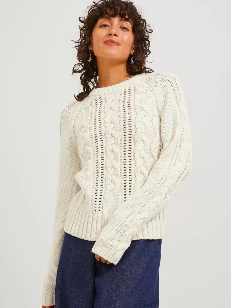 JACK & JONES Swetry^JXHARMONY Sweter wkładany przez głowę Biały