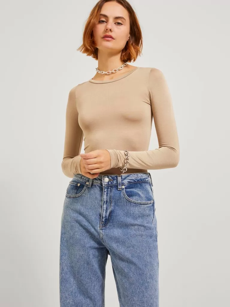 JACK & JONES Topy^JXHARMONY T-shirt Beżowy