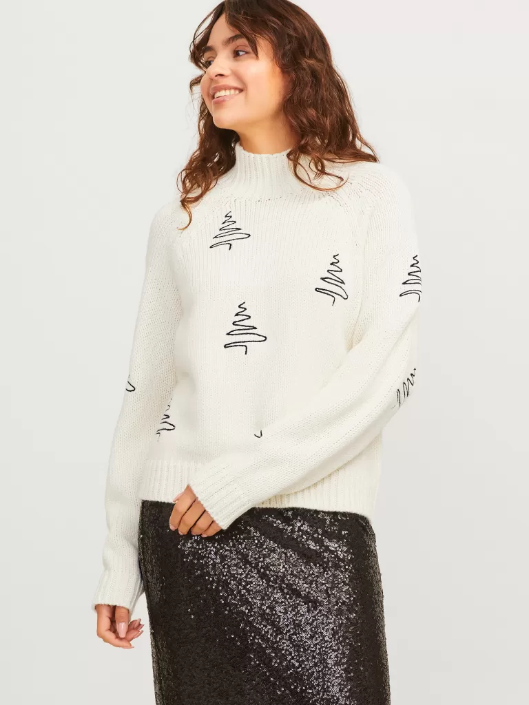 JACK & JONES Swetry^JXHOLLIE Sweter wkładany przez głowę Biały