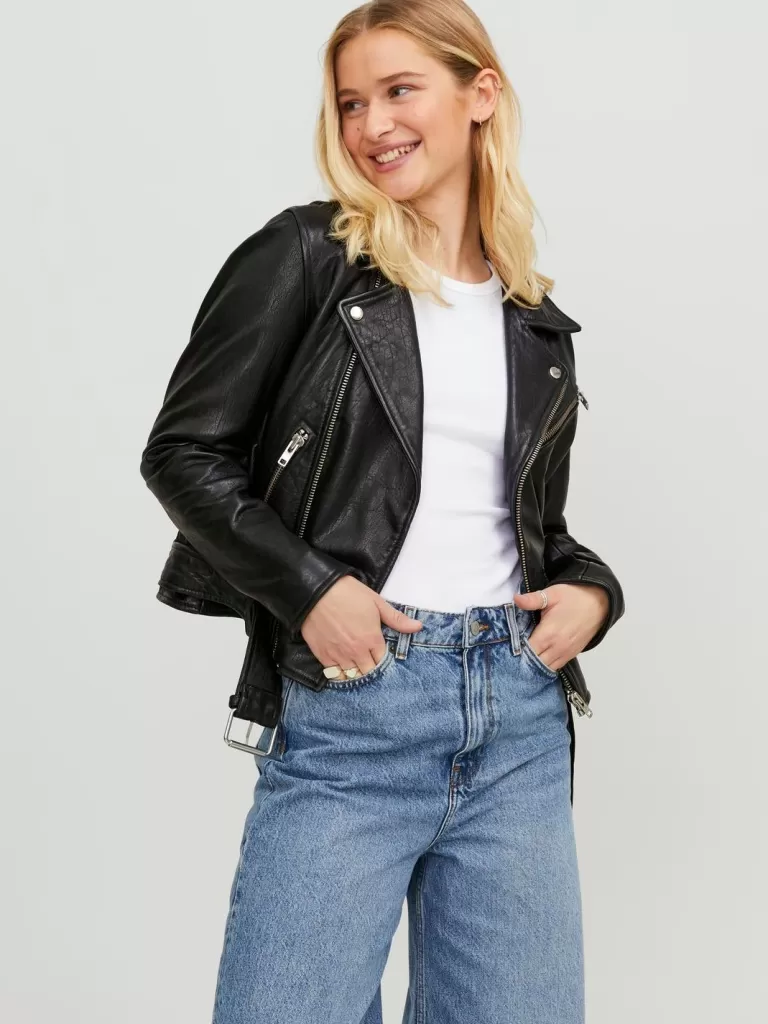 JACK & JONES Kurtki I Płaszcze^JXHOLLY Skórzana kurtka Czarny
