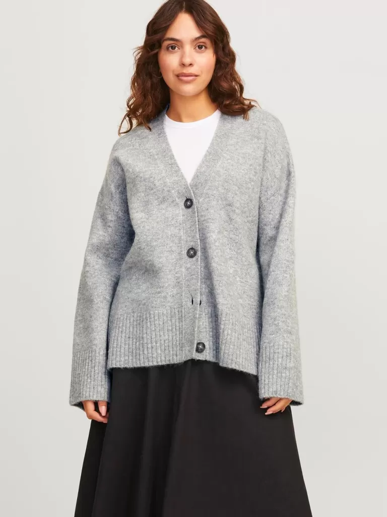 JACK & JONES Swetry^JXIRIS Kardigan Szary