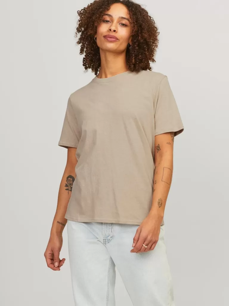 JACK & JONES Topy^JXISLA T-shirt Beżowy