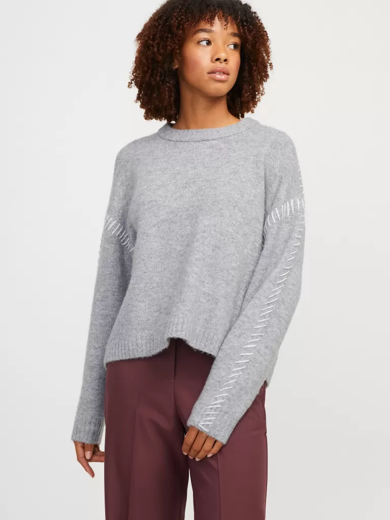 JACK & JONES Swetry^JXITZEL Sweter wkładany przez głowę Szary