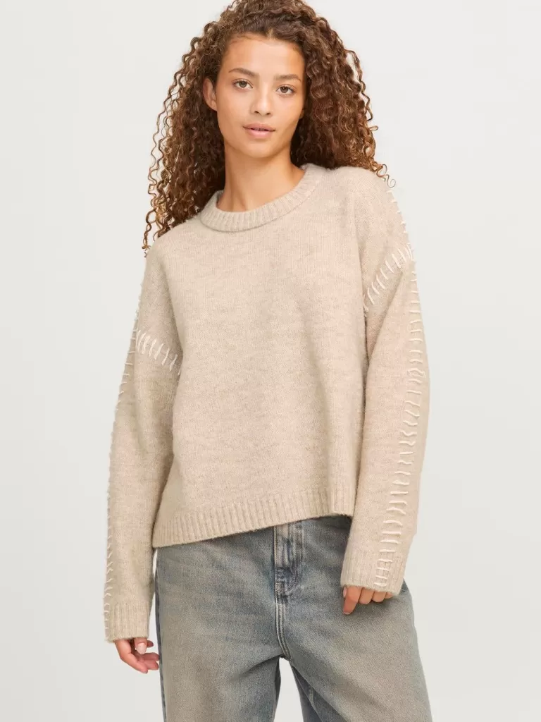 JACK & JONES Swetry^JXITZEL Sweter wkładany przez głowę Beżowy
