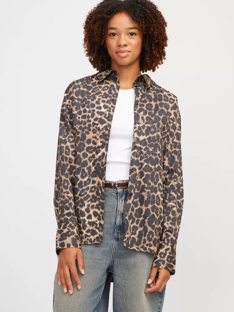 JACK & JONES Koszule^JXJAMIE Koszula z baskinką Brązowy