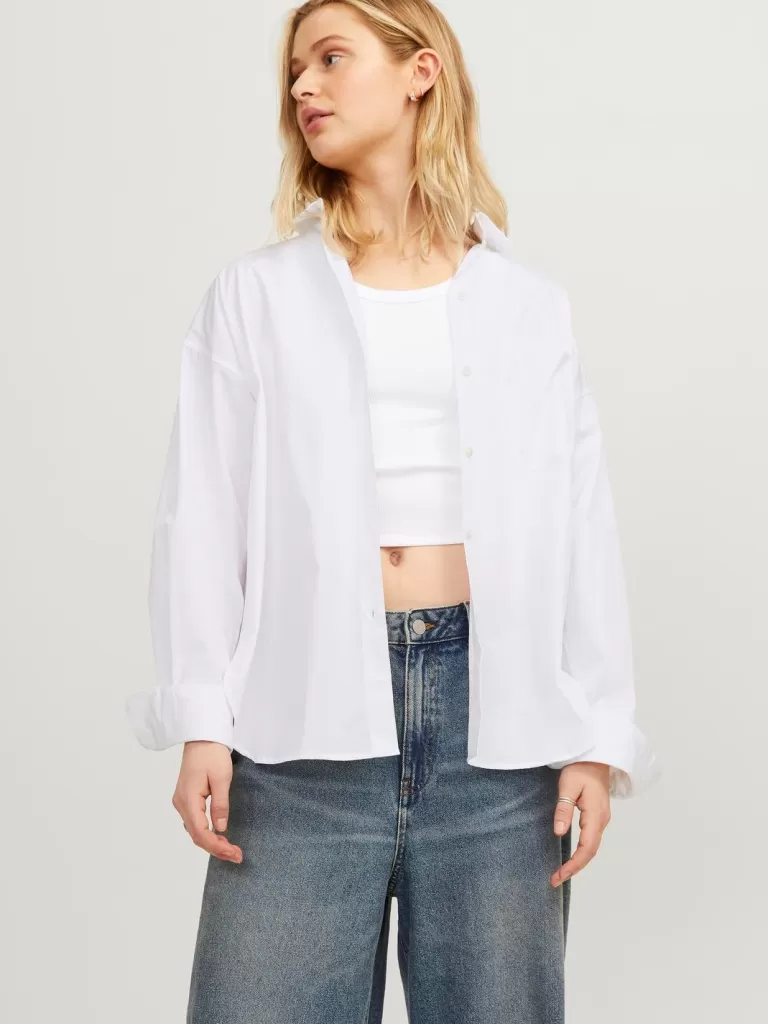 JACK & JONES Koszule^JXJAMIE Koszula z baskinką Biały