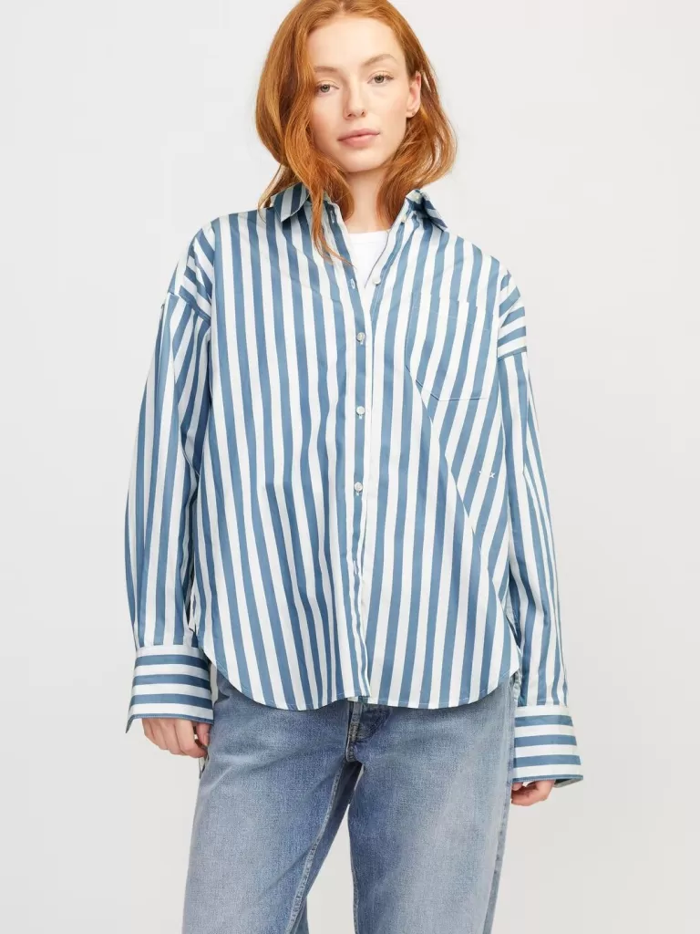 JACK & JONES Koszule^JXJAMIE Koszula z baskinką Niebieski