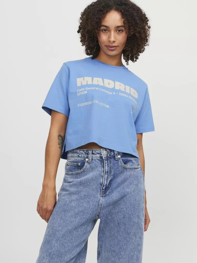 JACK & JONES Topy^JXJODA T-shirt Niebieski
