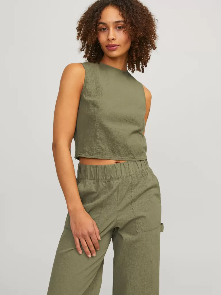 JACK & JONES Topy^JXKAIA Góra Zielony