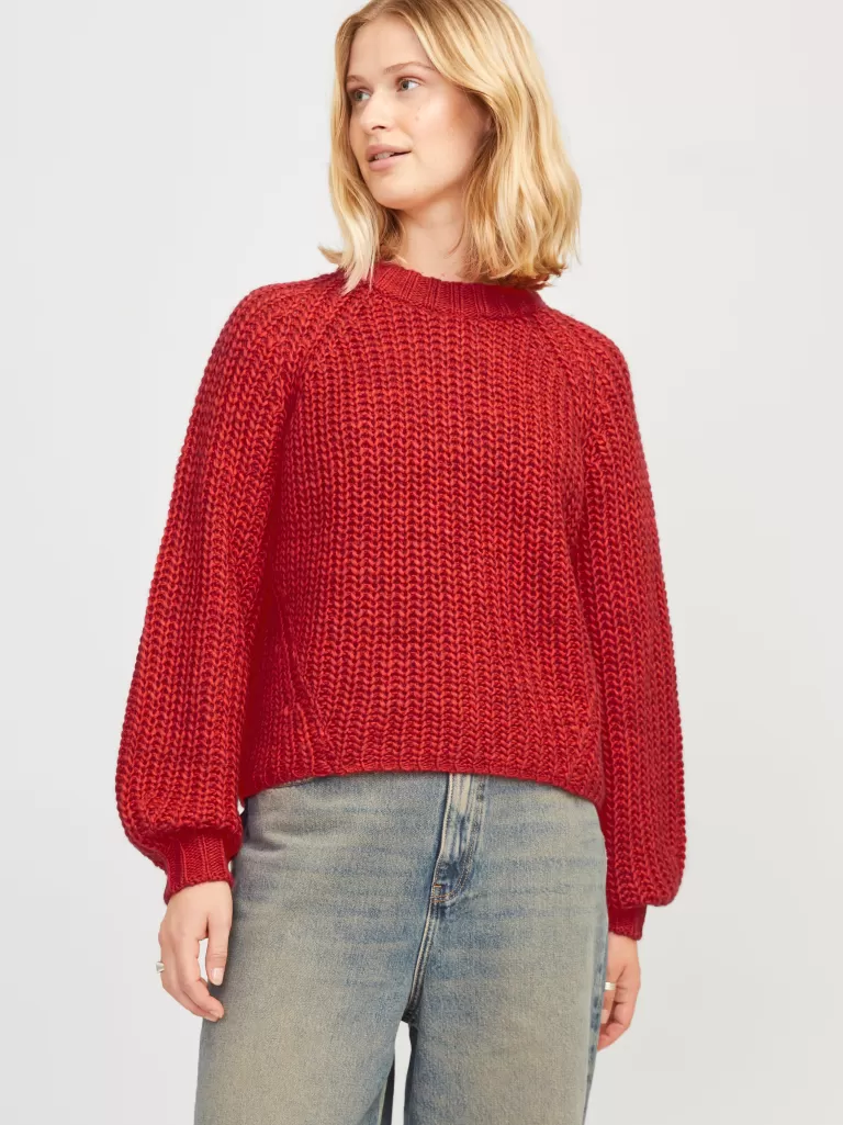JACK & JONES Swetry^JXKELLY Sweter wkładany przez głowę Czerwony