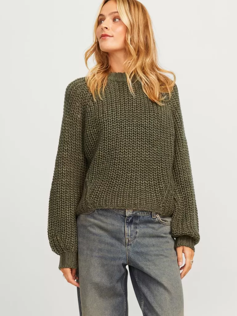JACK & JONES Swetry^JXKELLY Sweter wkładany przez głowę Zielony
