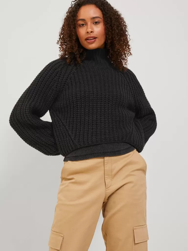 JACK & JONES Swetry^JXKELVY Sweter wkładany przez głowę Czarny