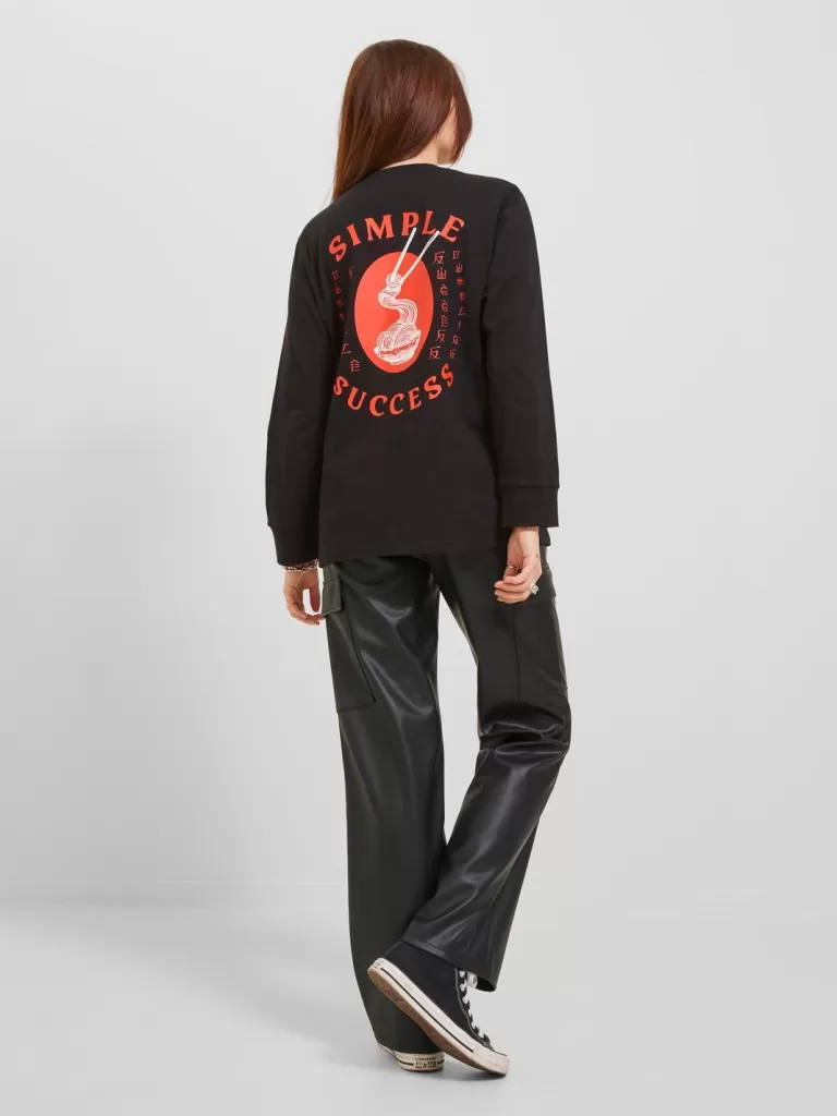 JACK & JONES Spodnie^JXKENYA Spodnie ze sztucznej skóry Czarny