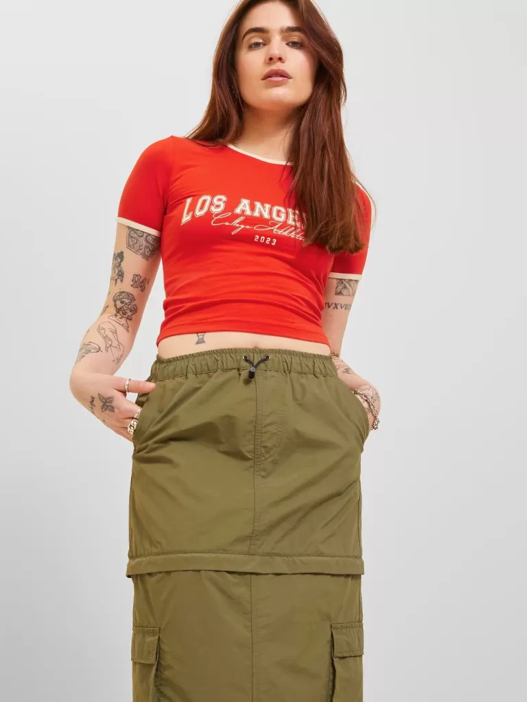 JACK & JONES Topy^JXKIARA Góra Czerwony