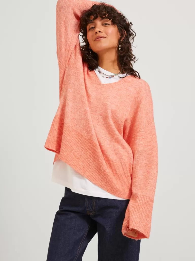 JACK & JONES Swetry^JXLICA Sweter wkładany przez głowę Róży