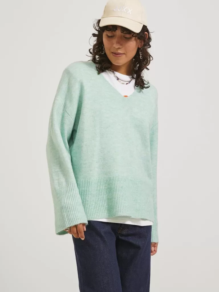 JACK & JONES Swetry^JXLICA Sweter wkładany przez głowę Zielony