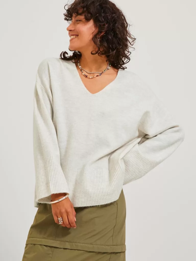 JACK & JONES Swetry^JXLICA Sweter wkładany przez głowę Szary
