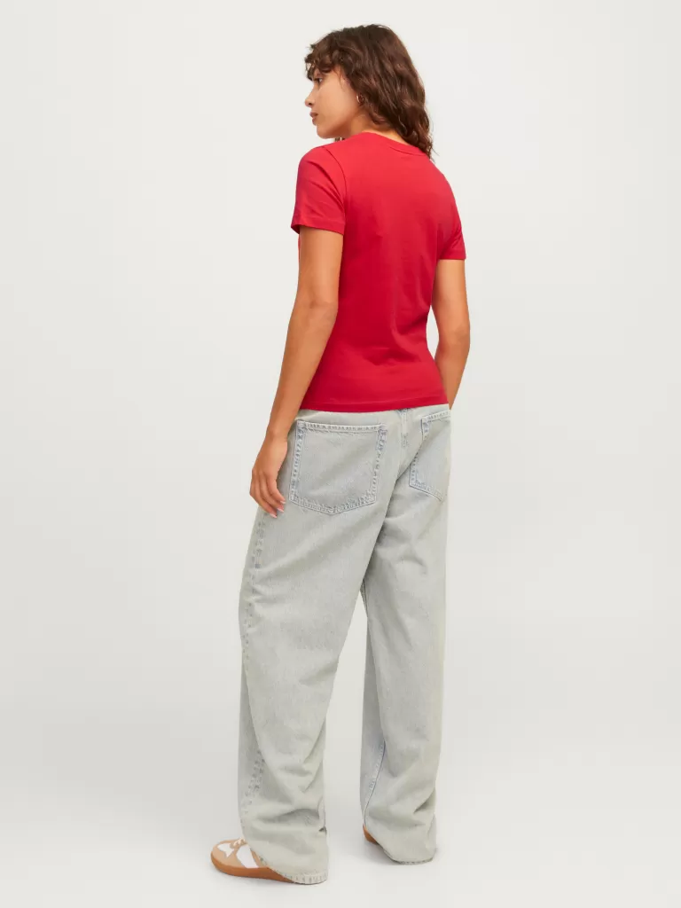 JACK & JONES Topy^JXLINNEA T-shirt Czerwony