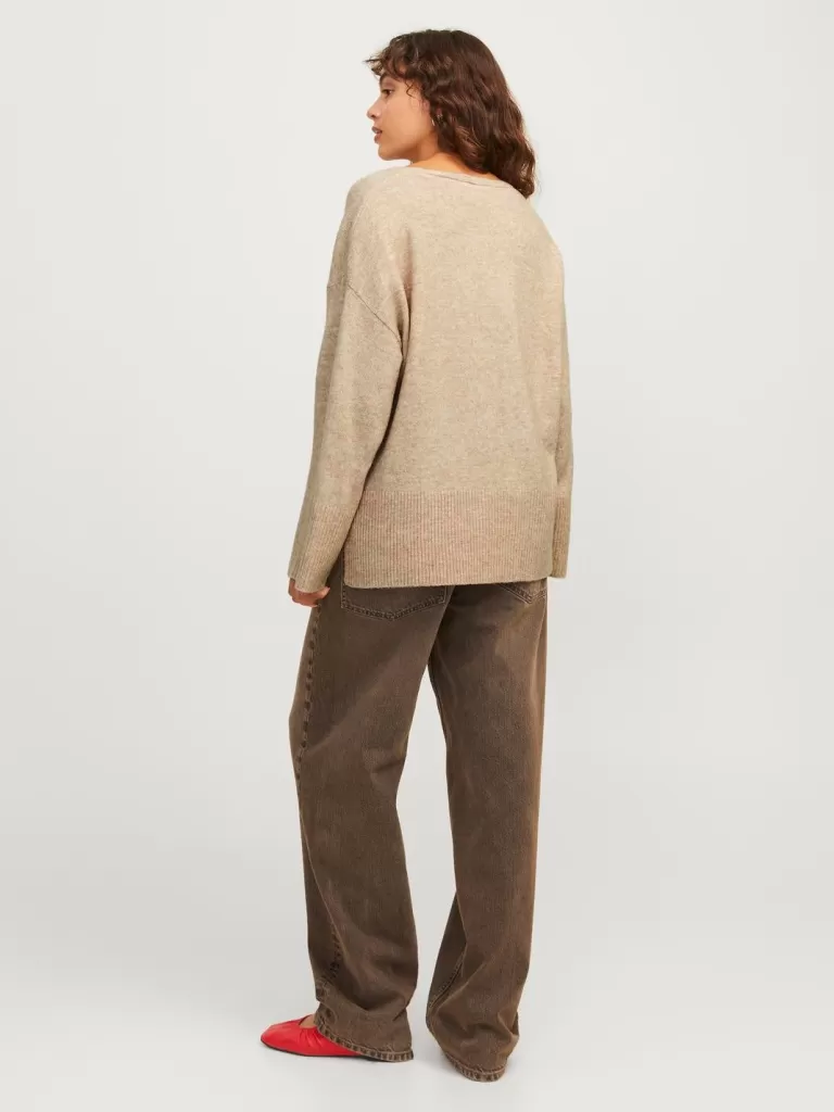 JACK & JONES Swetry^JXLUCCA Sweter wkładany przez głowę Beżowy