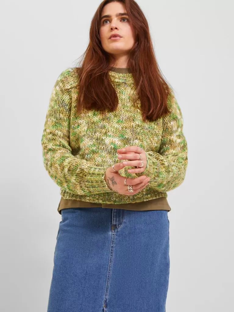 JACK & JONES Swetry^JXLUNA Sweter wkładany przez głowę Zielony