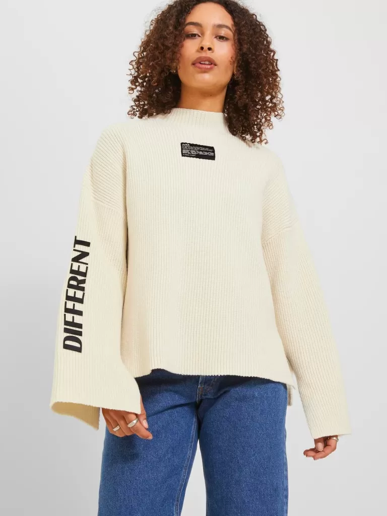JACK & JONES Swetry^JXMAJA Sweter wkładany przez głowę Biały