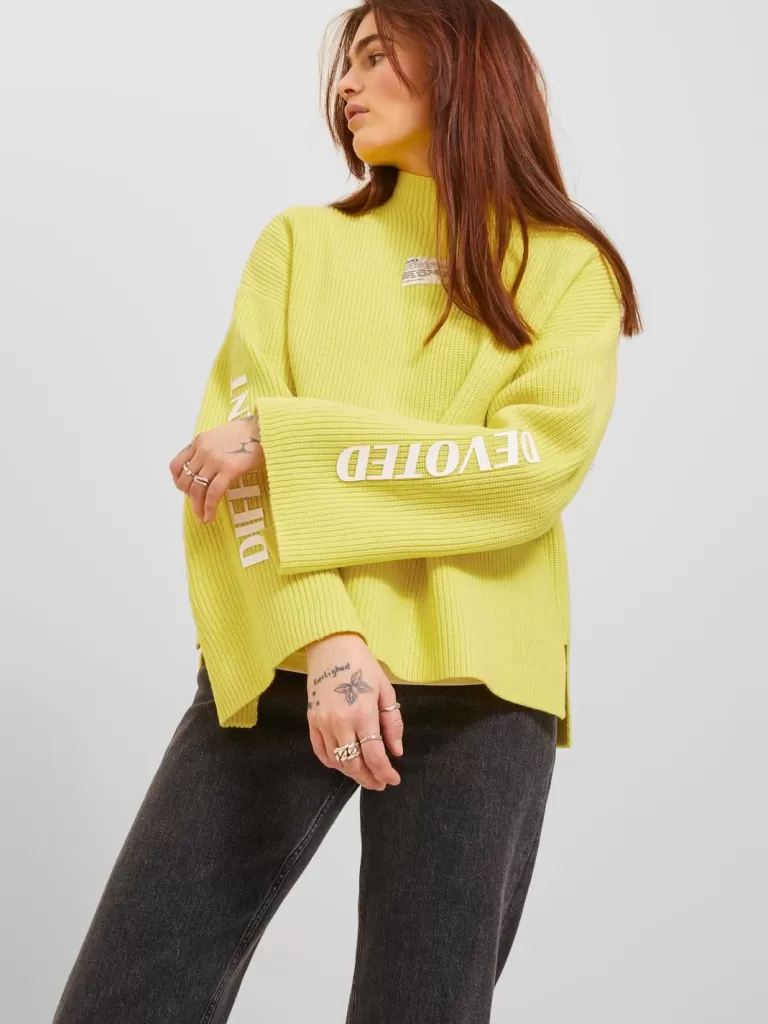 JACK & JONES Swetry^JXMAJA Sweter wkładany przez głowę Żółty
