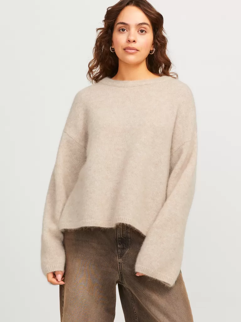 JACK & JONES Swetry^JXMARSHA Sweter wkładany przez głowę Beżowy