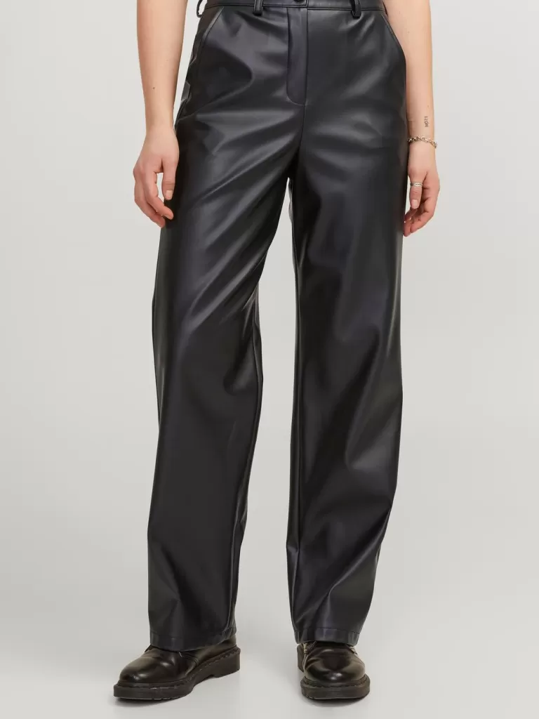 JACK & JONES Spodnie^JXMARY Spodnie ze sztucznej skóry Czarny