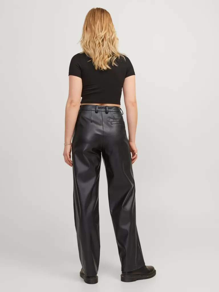 JACK & JONES Spodnie^JXMARY Spodnie ze sztucznej skóry Czarny