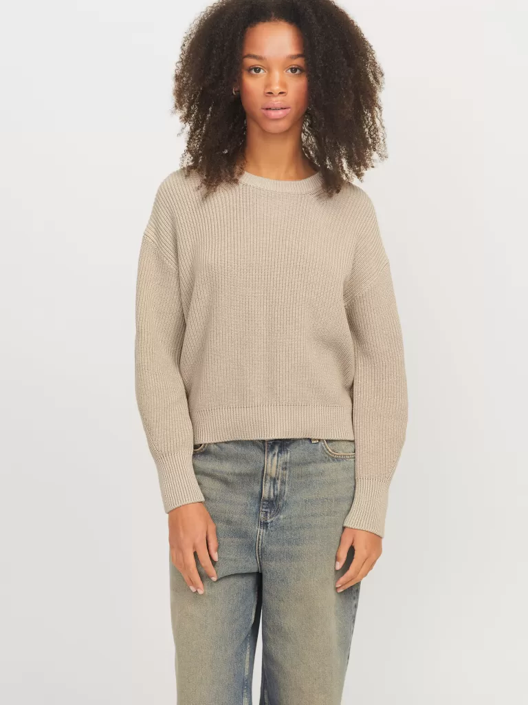 JACK & JONES Swetry^JXMILA Sweter wkładany przez głowę Beżowy