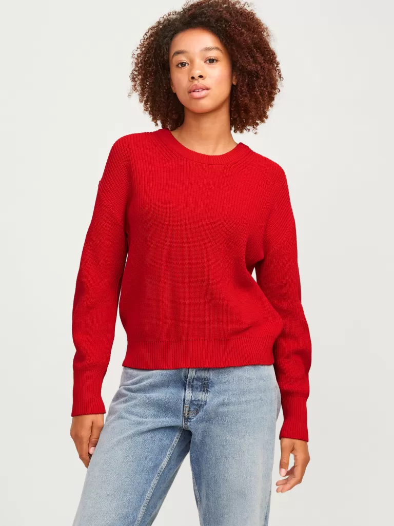 JACK & JONES Swetry^JXMILA Sweter wkładany przez głowę Czerwony