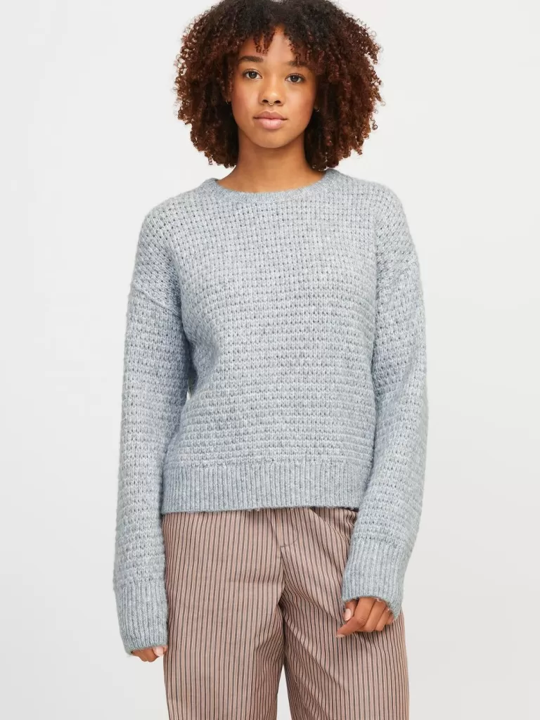 JACK & JONES Swetry^JXMILLY Sweter wkładany przez głowę Szary