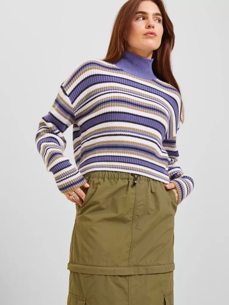 JACK & JONES Swetry^JXNANNA Sweter wkładany przez głowę Fioletowy