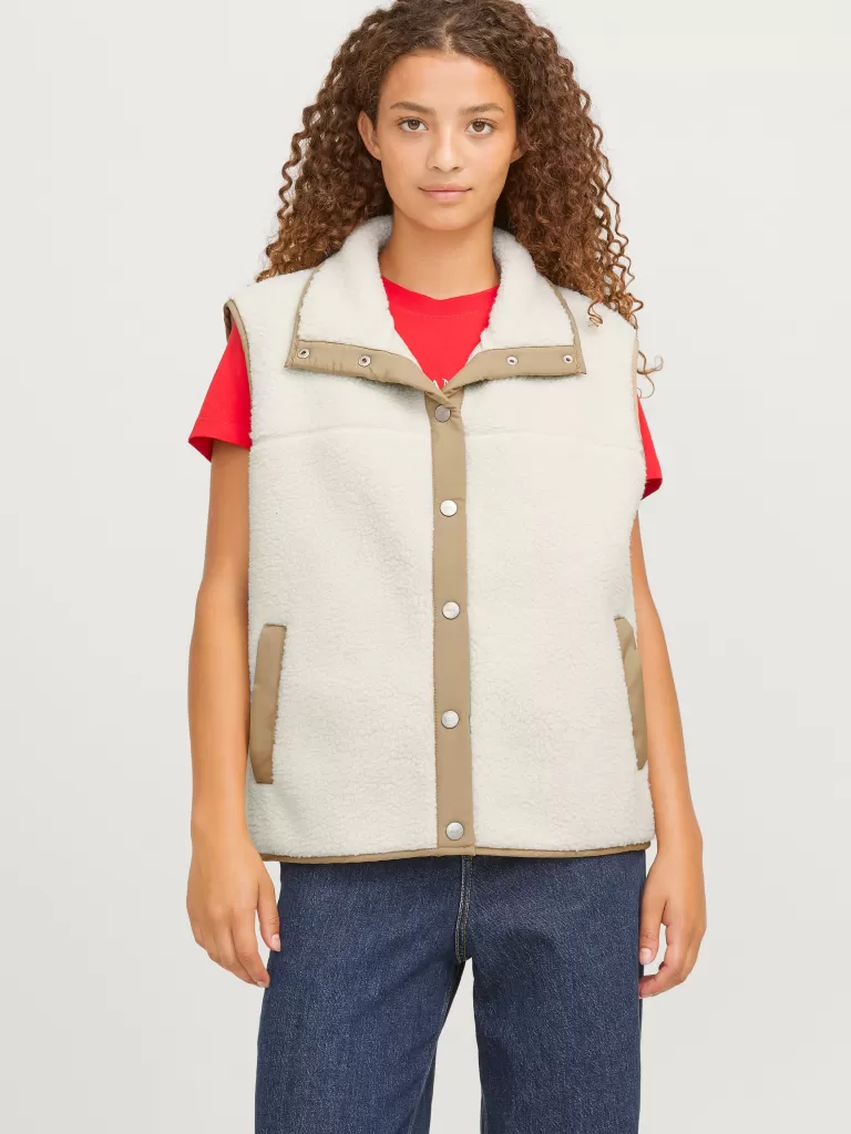 JACK & JONES Kurtki I Płaszcze^JXNELLIE Pluszowa kamizelka Biały