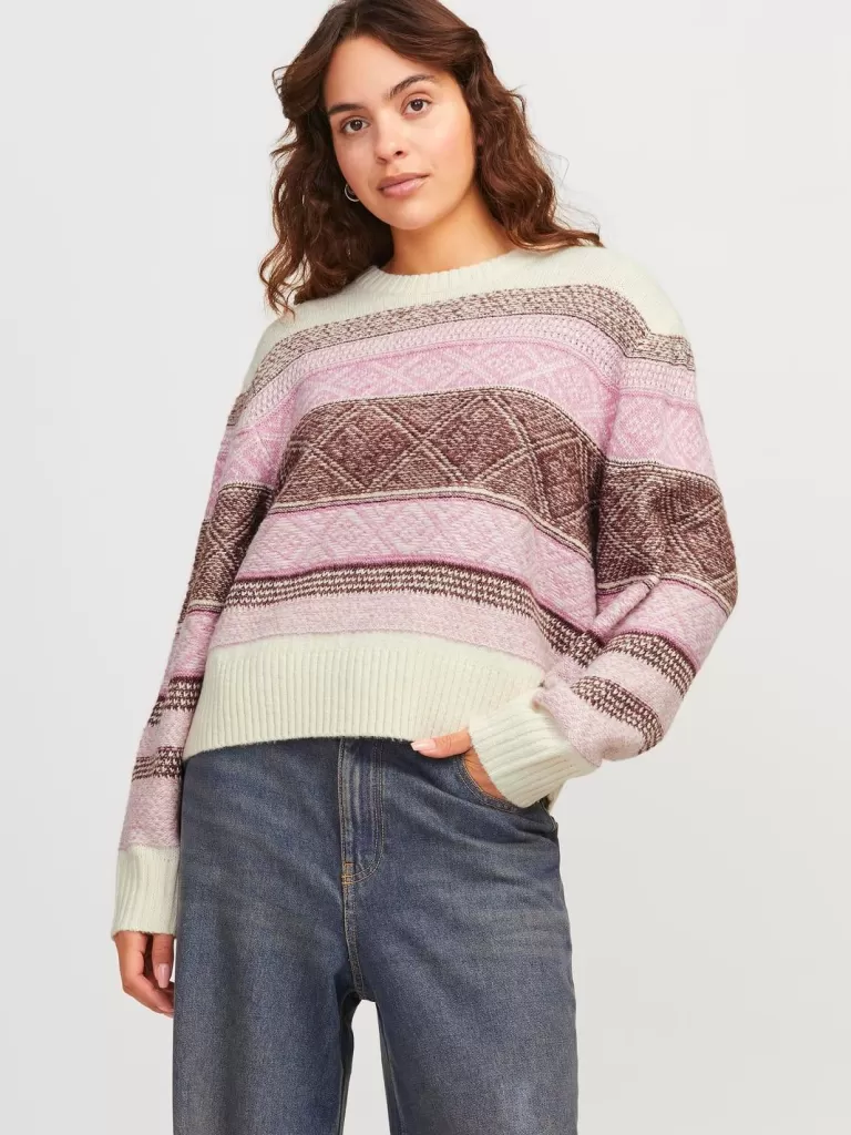 JACK & JONES Swetry^JXNILA Sweter wkładany przez głowę Róży