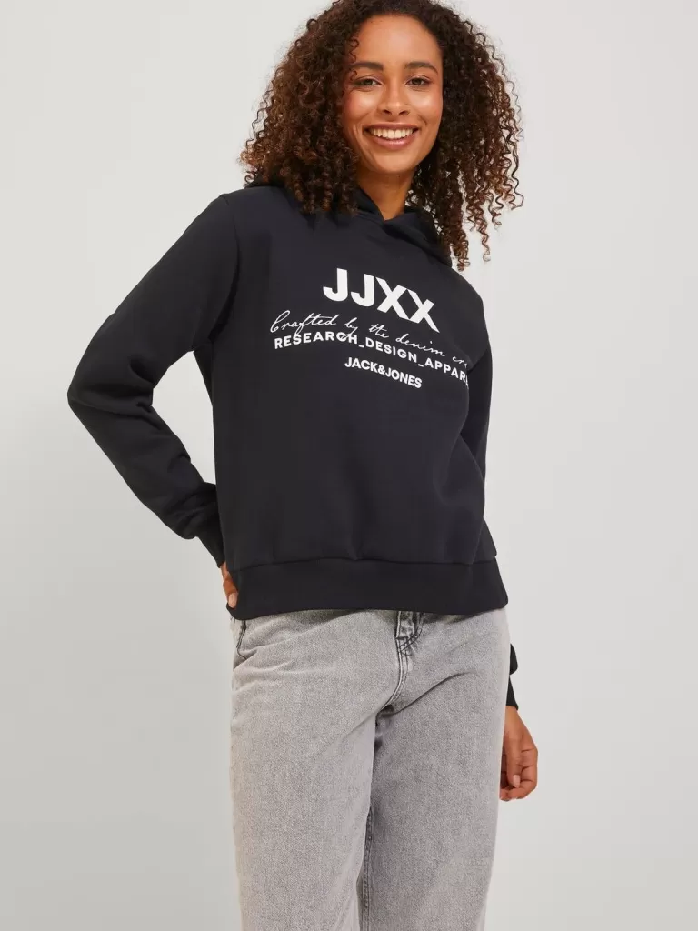 JACK & JONES Bluzy^JXNOLA Bluza z kapturem Czarny