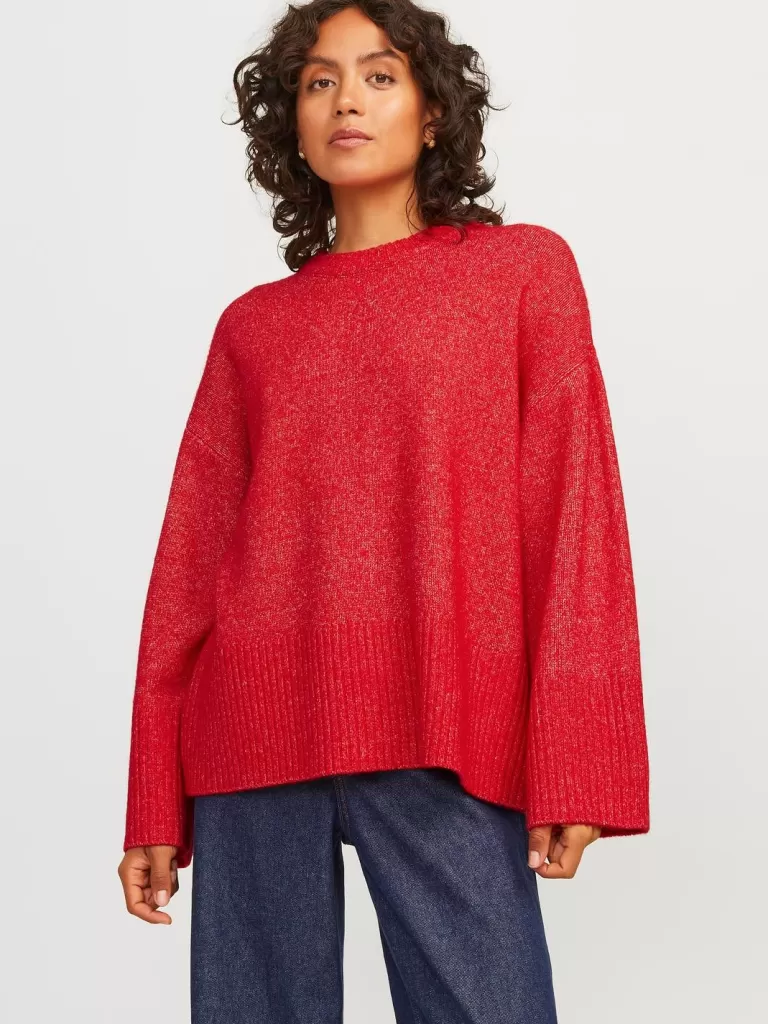 JACK & JONES Swetry^JXOLLIE Sweter wkładany przez głowę Czerwony