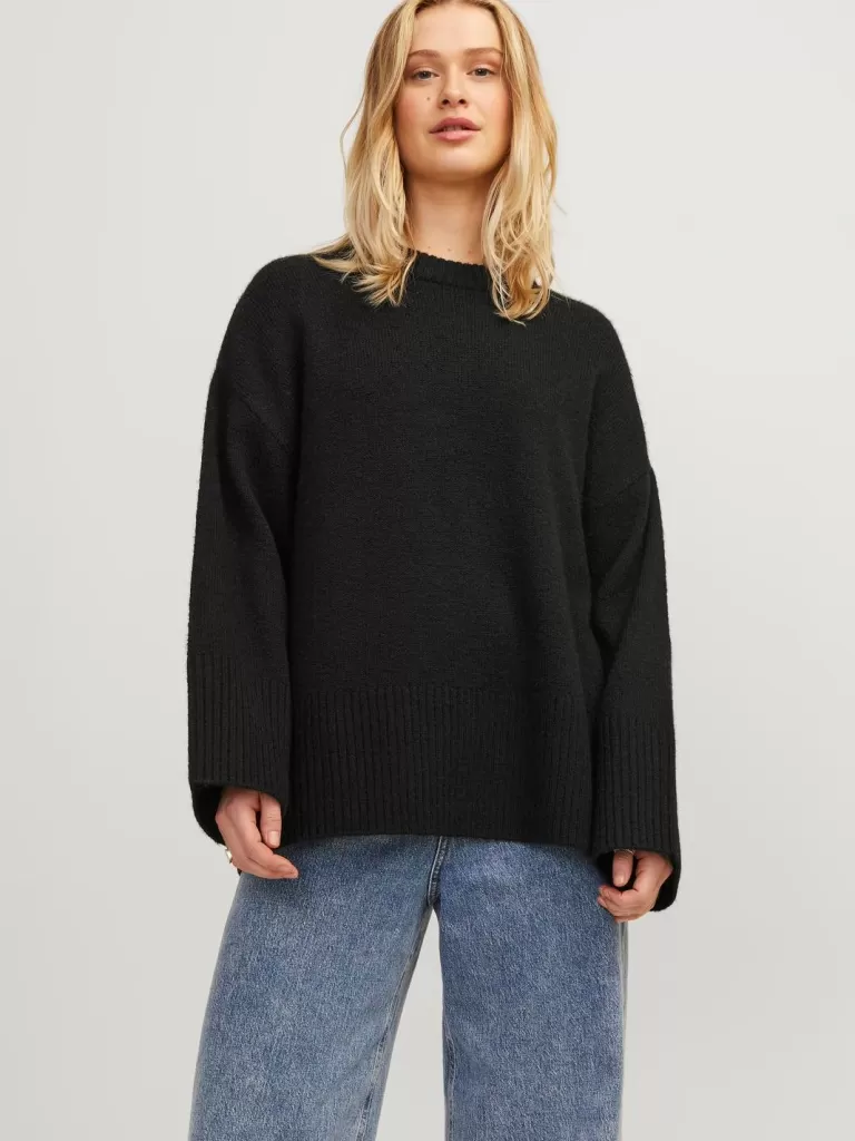 JACK & JONES Swetry^JXOLLIE Sweter wkładany przez głowę Czarny