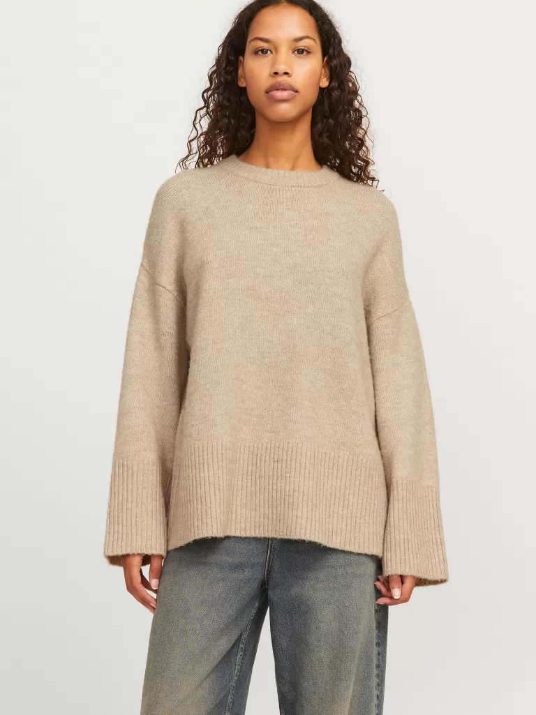 JACK & JONES Swetry^JXOLLIE Sweter wkładany przez głowę Beżowy