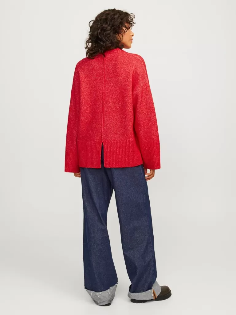 JACK & JONES Swetry^JXOLLIE Sweter wkładany przez głowę Czerwony