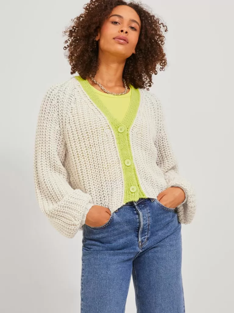 JACK & JONES Swetry^JXORLA Dzianinowa Kardigan Biały