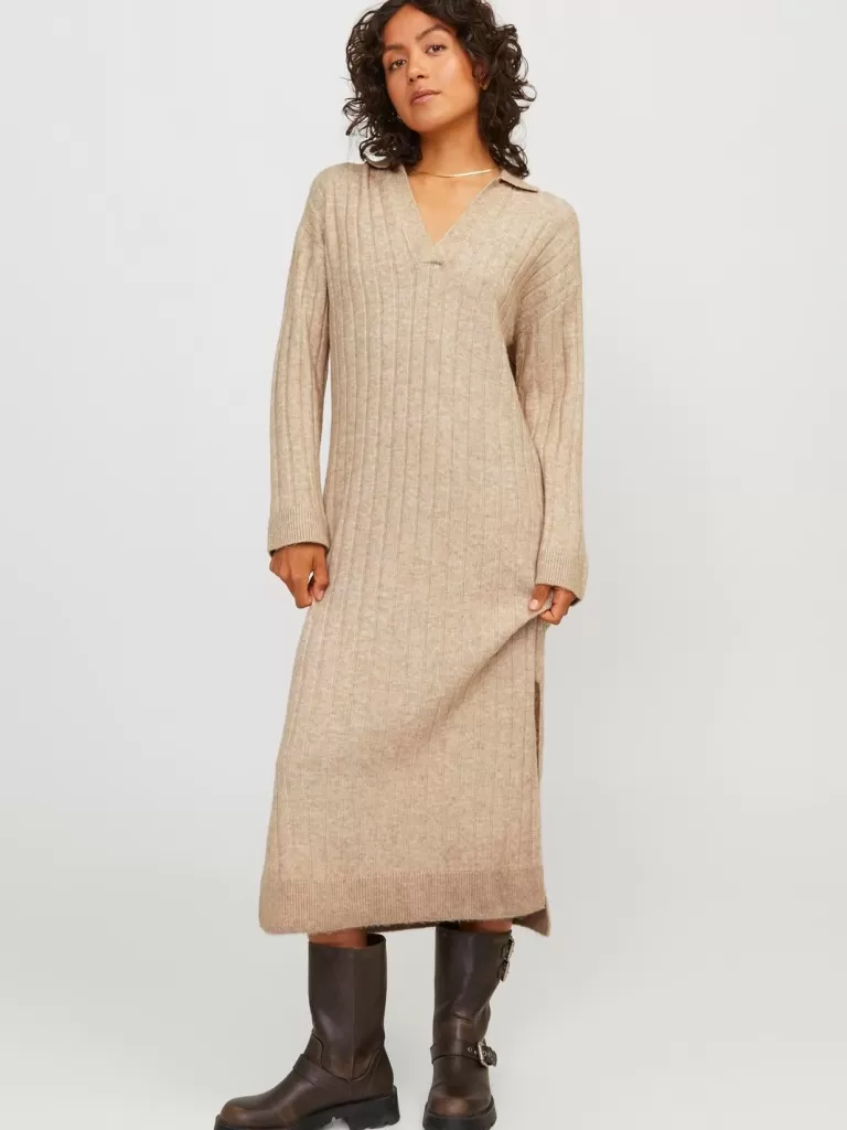 JACK & JONES Sukienki^JXOZZY Sukienka dzianinowa Beżowy