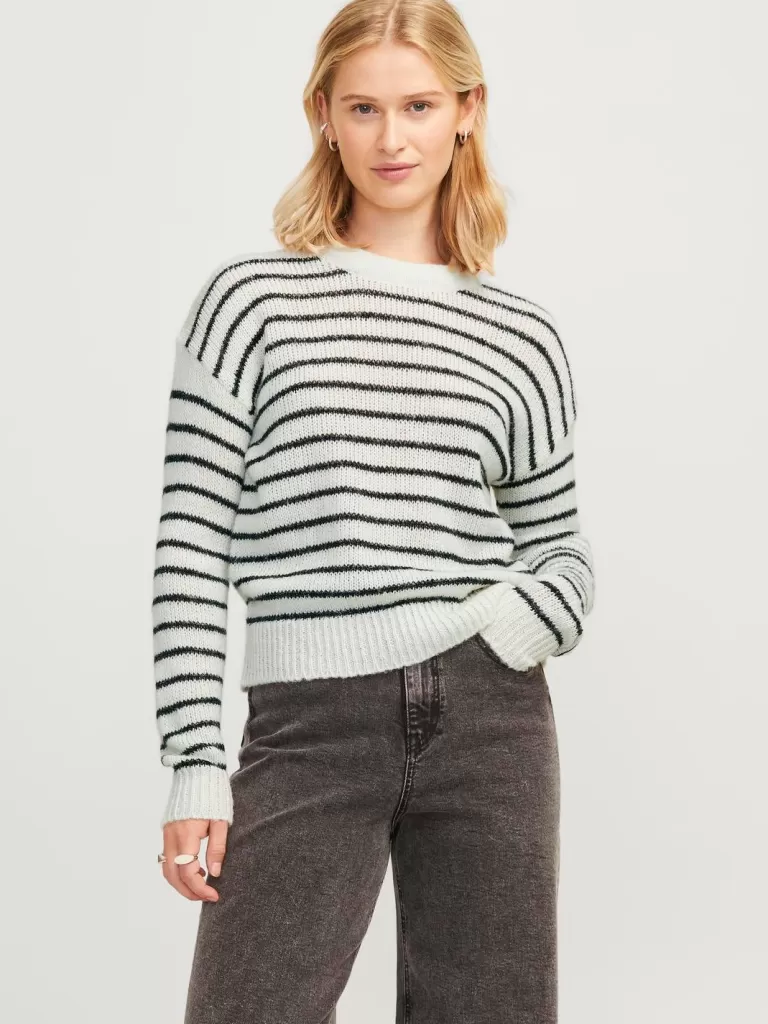 JACK & JONES Swetry^JXPENELOPE Sweter wkładany przez głowę Biały