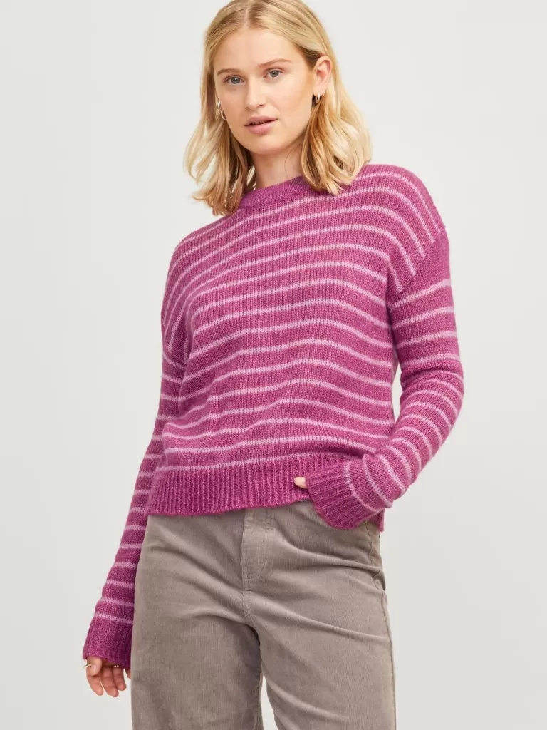 JACK & JONES Swetry^JXPENELOPE Sweter wkładany przez głowę Fioletowy