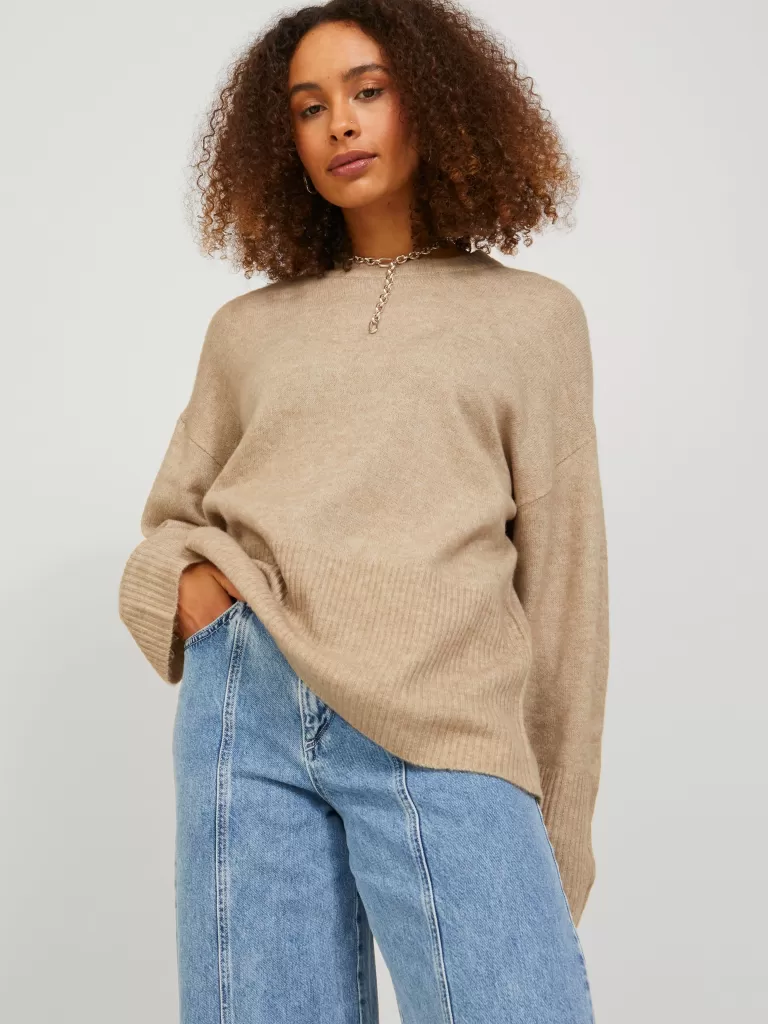JACK & JONES Swetry^JXPETRA Sweter wkładany przez głowę Beżowy