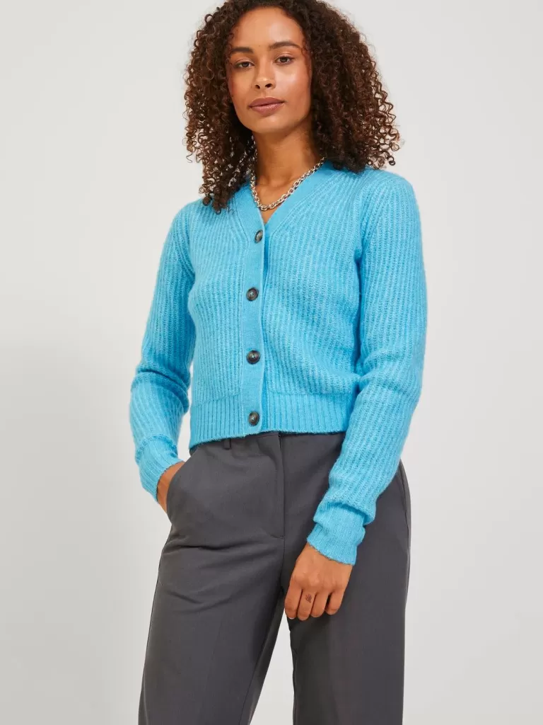 JACK & JONES Swetry^JXREGINA Dzianinowa Kardigan Niebieski