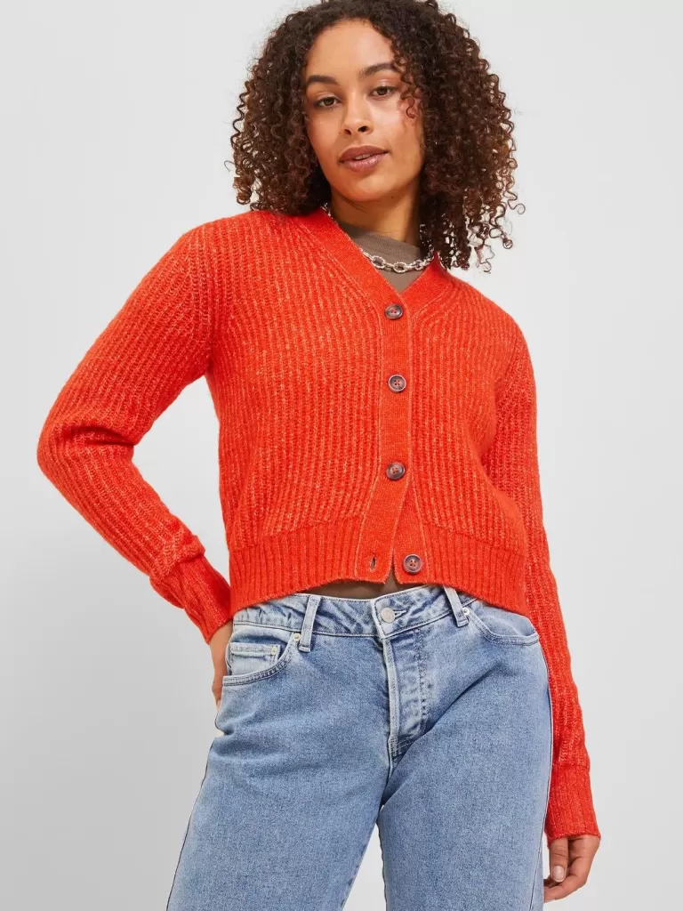 JACK & JONES Swetry^JXREGINA Dzianinowa Kardigan Czerwony