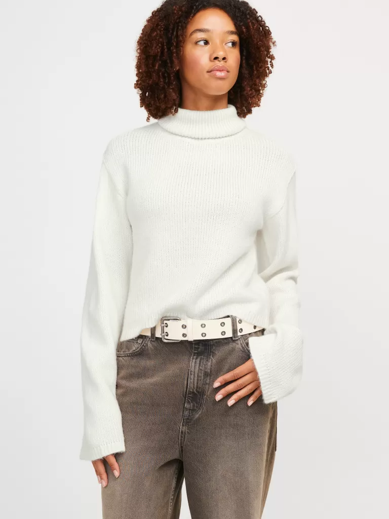 JACK & JONES Swetry^JXROSANNA Sweter wkładany przez głowę Biały