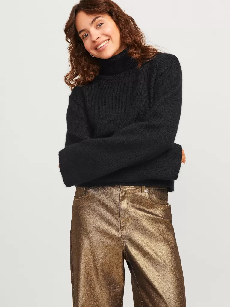 JACK & JONES Swetry^JXROSANNA Sweter wkładany przez głowę Czarny